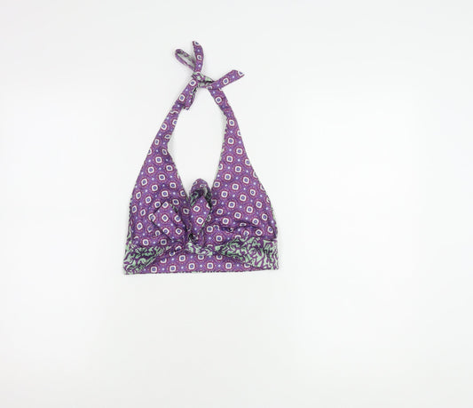 Pull & Bear Women's Purple Geometric Halter Crop Top