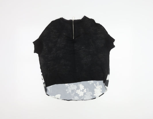 Womens UK Size S Zara Black Basic T-Shirt