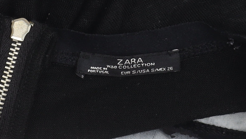 Womens UK Size S Zara Black Basic T-Shirt