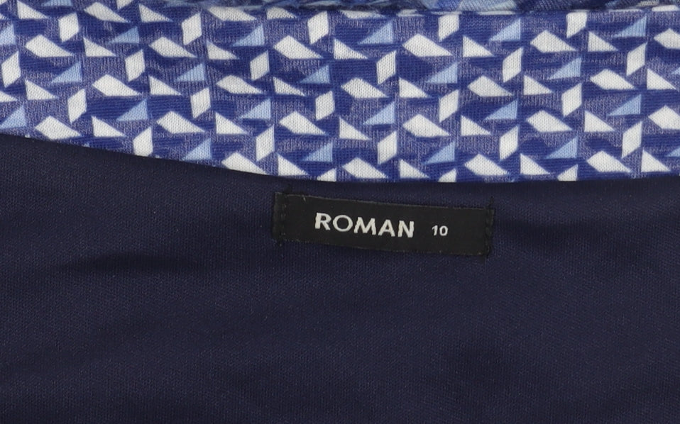 Roman Women's Blue Patchwork A-Line Dress Size 10
