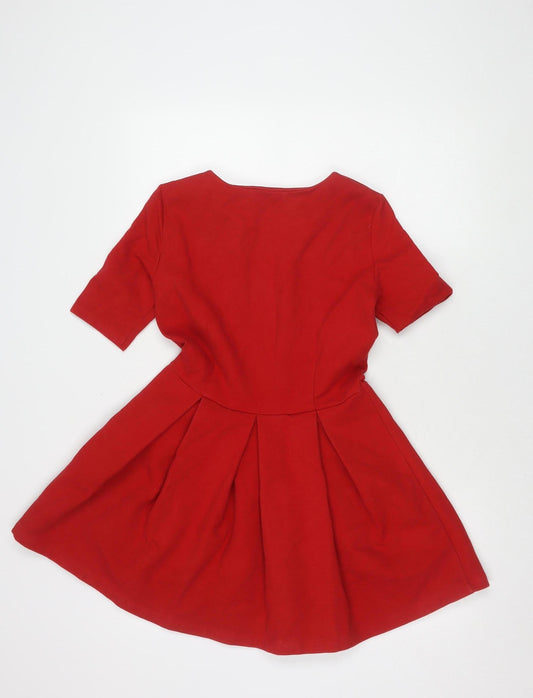 Zara Woman Red Fit & Flare Women's Dress M