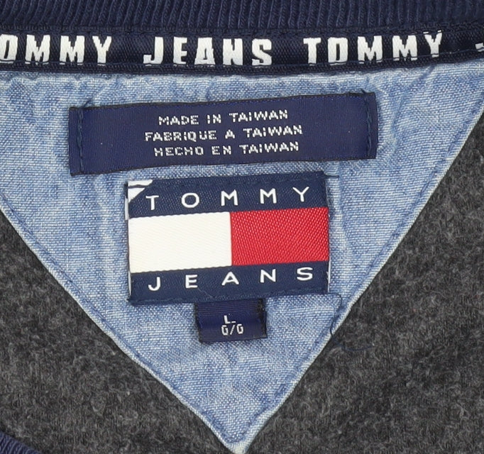 Mens UK Size L Tommy Jeans Multicoloured Pullover Sweatshirt