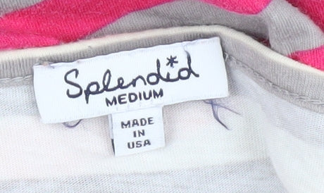 Splendid Women's Multicoloured Striped T-Shirt, M, 3/4 Sleeve