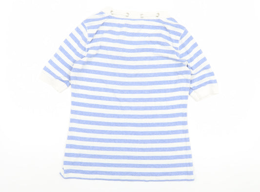 Womens UK Size 10 Marks and Spencer Blue Ringer T-Shirt