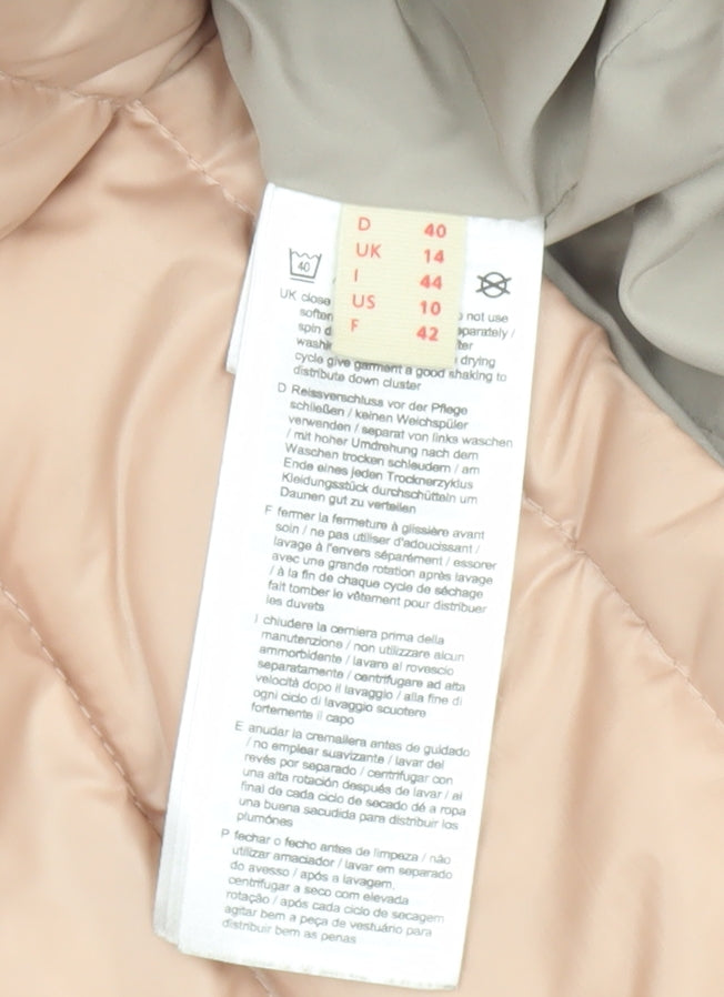 Brand and care label for ESPRIT Women's Beige Puffer Jacket, size 14, Winter Ready