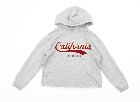 Zara Girls Grey Pullover Hoodie 13-14 Y California Print