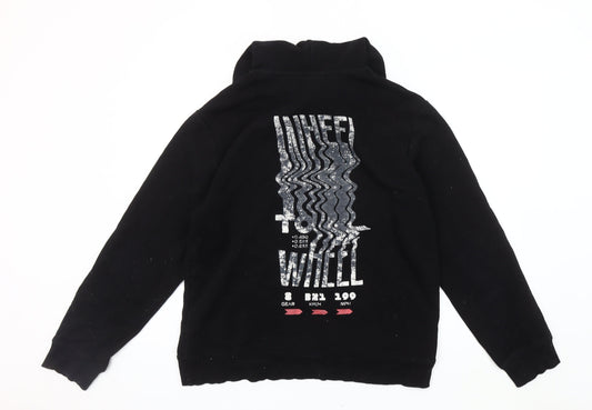 H&M Unisex Black Graphic Pullover Hoodie Medium