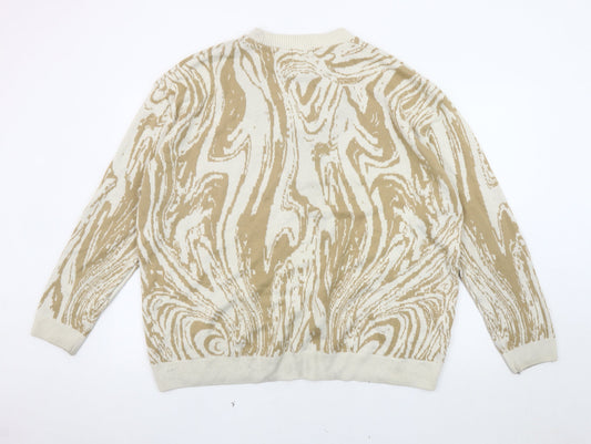 boohooMAN Men's Beige Geometric Pullover Jumper - Size L