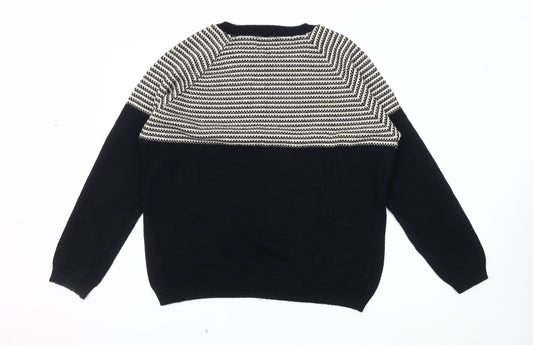 Topman Men's Blue Striped Pullover Jumper Size L