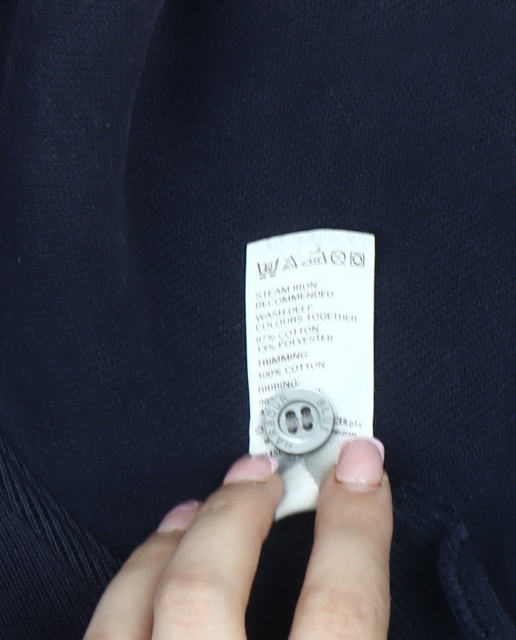 Marks and Spencer Men's Black Long Sleeve Polo - Large