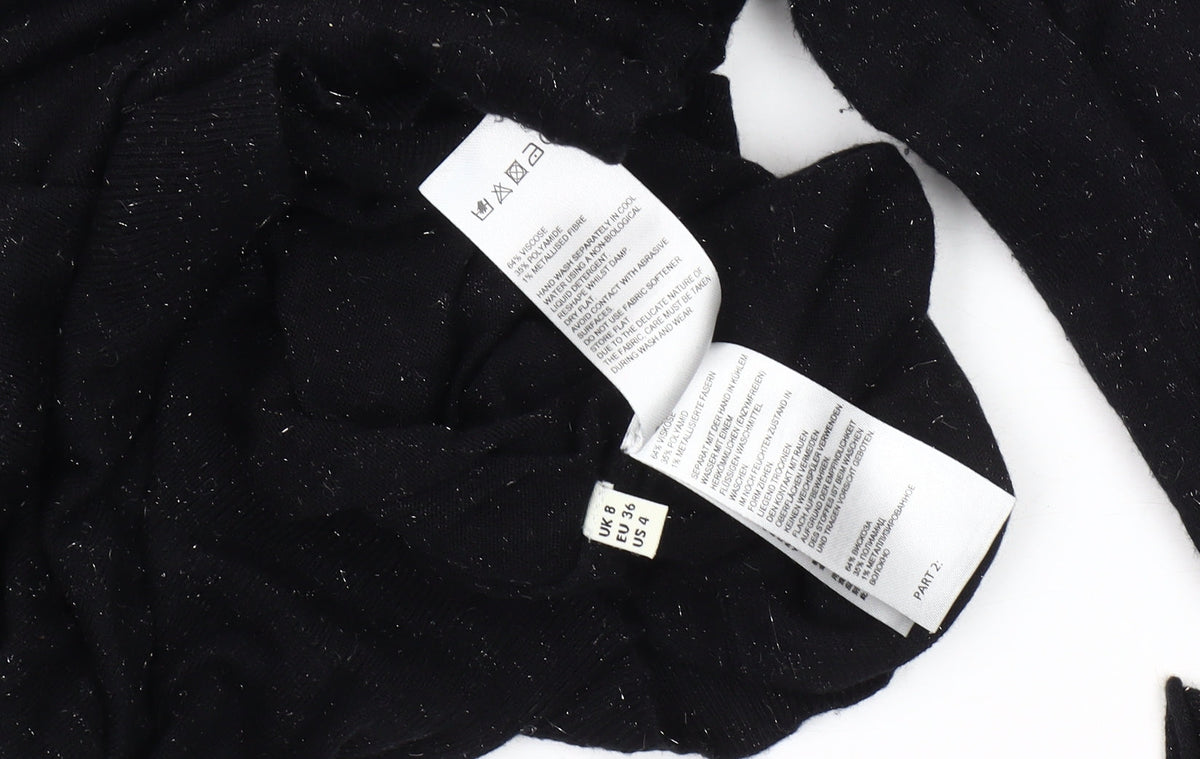Brand and care label for Whistles Black Knit Dress - UK 8, Long Sleeve, Women