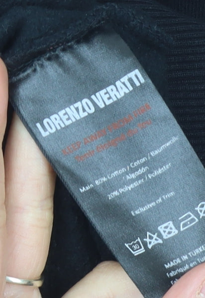 Lorenzo Veratti Unisex Black XS Hoodie, Graphic, Cotton Blend