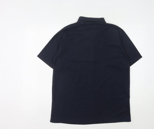 Jinhaolai Men's Blue Striped Polo Shirt Size L