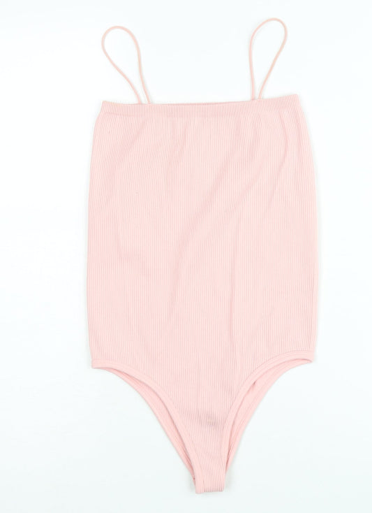 Womens UK Size XS Zara One-Piece Pink Bodysuit