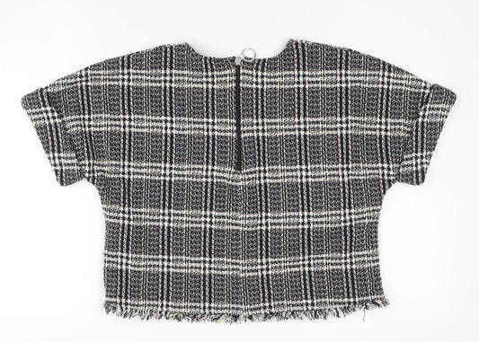 Womens UK Size 6 Zara Black Cropped Blouse