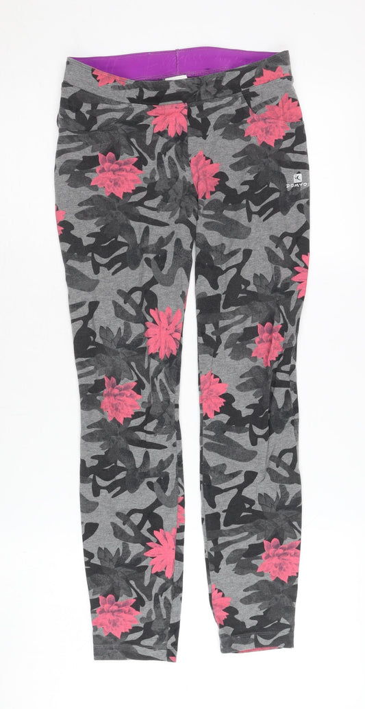 Womens UK Size 3XS DECATHLON Slim Fit Leggings Grey Leggings