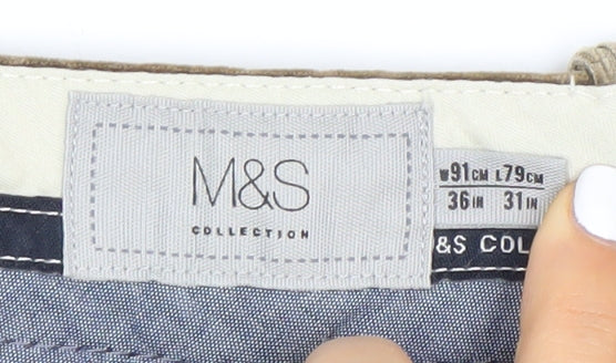 Marks and Spencer Men's Brown Straight Corduroy Trousers