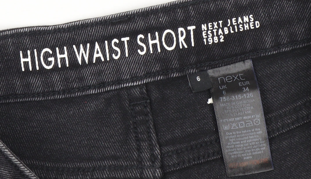 Next Women's Black Cut-Off Denim High Waist Shorts Size 6