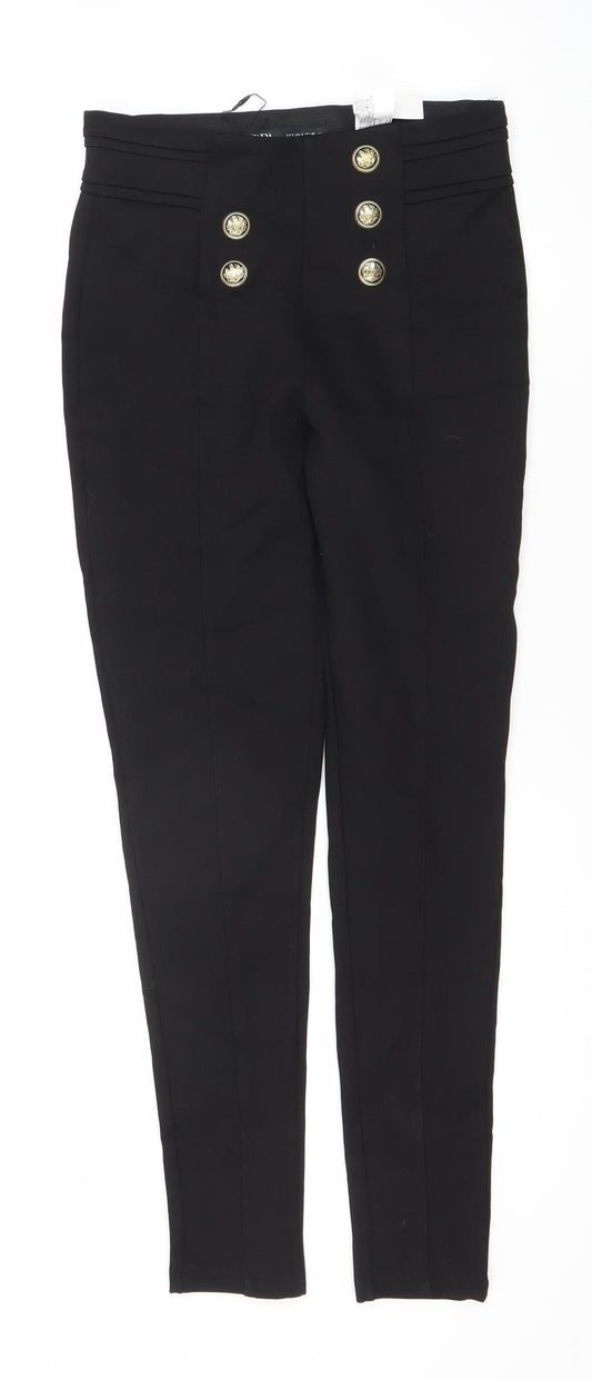 Womens UK Size S Zara Regular Fit Leggings Black Trousers