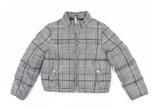 Marks and Spencer Girls Black Check Puffer Jacket 7 Years