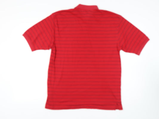 Tommy Hilfiger Men's Red Striped Polo Shirt L