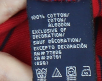 Tommy Hilfiger Men's Red Striped Polo Shirt L