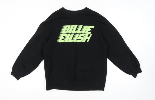 Additional front view of H&M unisex black xs pullover sweatshirt with logo