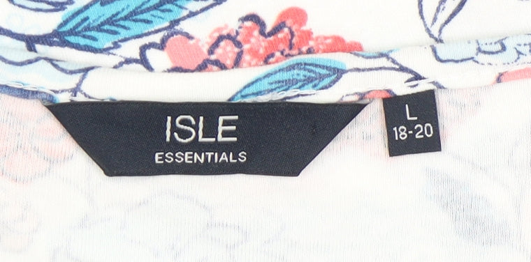 Womens UK Size L ISLE ESSENTIALS Multicoloured Basic T-Shirt