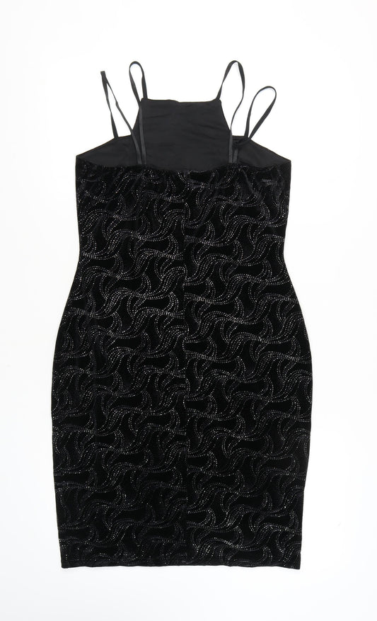 Quiz Women's Black Bodycon Mini Dress Size 16
