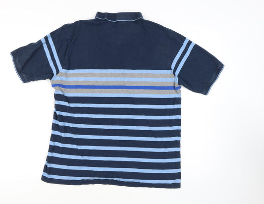 Manchester City Men's Blue Striped Polo Shirt XL