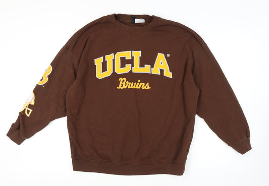 Additional front view of H&M unisex brown ucla sweatshirt m pull-over