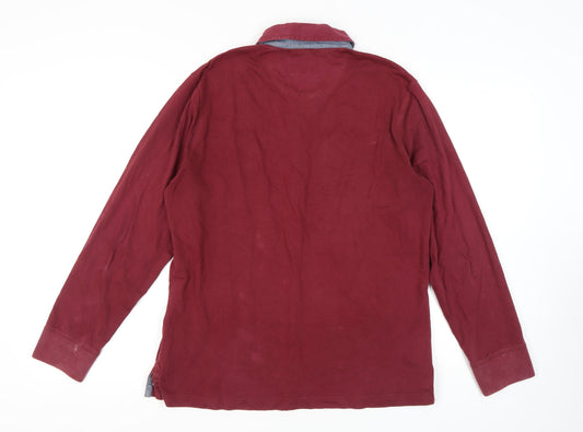 Marks and Spencer Mens Red Long Sleeve Polo M