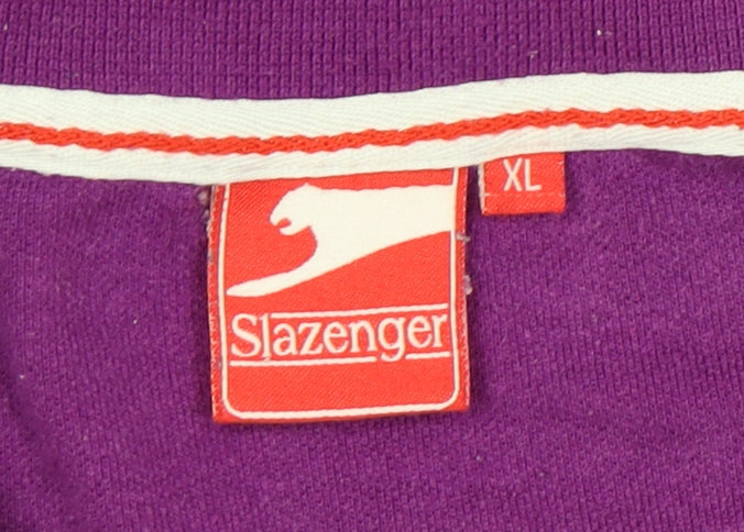Slazenger Men's XL Purple Polo Shirt, Short Sleeve