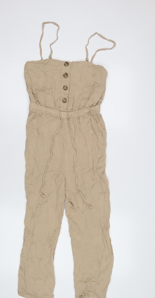 Womens UK Size 6 Amisu One-Piece Beige Jumpsuit