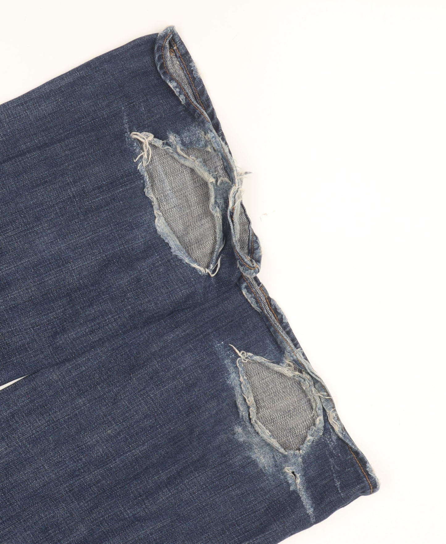 Men's Blue Straight Leg Distressed Jeans Size 32