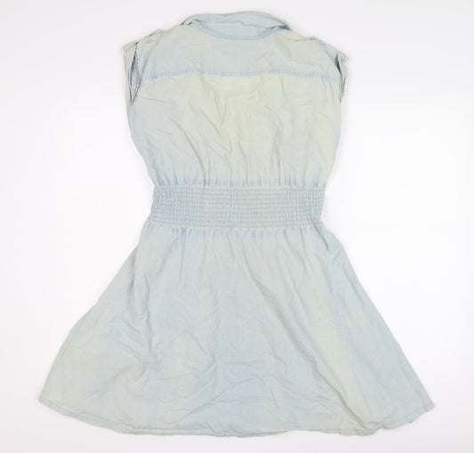 Next Women's Blue Chambray Shirt Dress Size 10