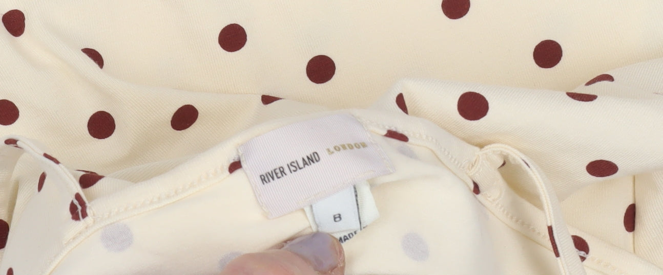 River Island Women's Ivory Polka Dot Bodysuit Size 8