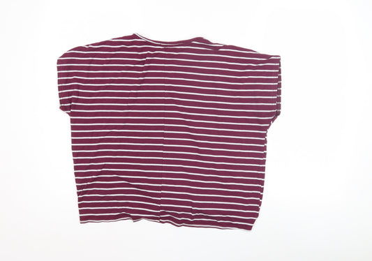 Dorothy Perkins Purple Striped Women's T-Shirt M Casual