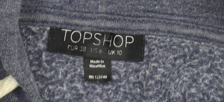 Topshop Women's Blue Full Zip Hoodie, Size 10, Casual Wear