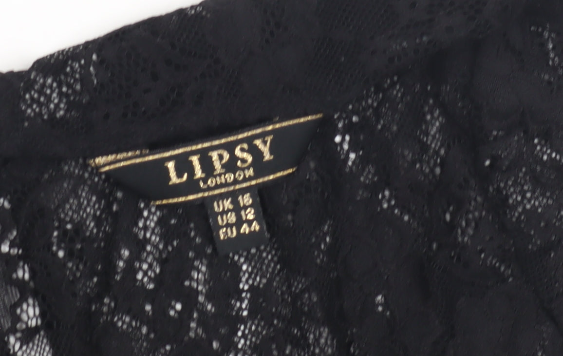 Womens UK Size 16 Lipsy Black Basic Blouse