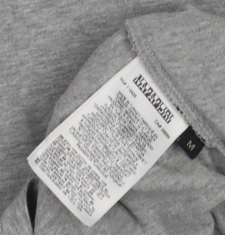 Napapijri Men's Grey Cotton T-Shirt, Medium