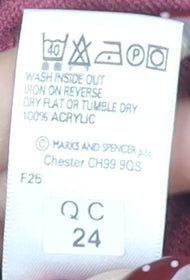 Marks and Spencer Men's Pink V-Neck Pullover 2XL Jumper