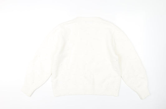 Womens UK Size L Marks and Spencer White Pullover Jumper