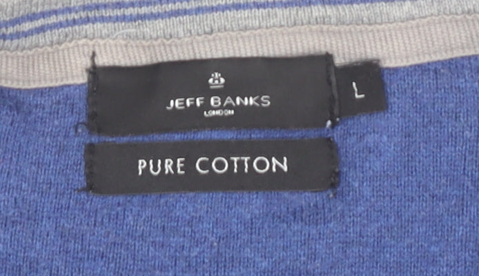 Jeff Banks Men's Grey V-Neck Cotton Pullover Size L