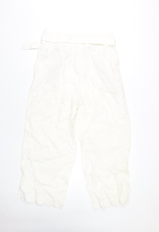 Womens UK Size 14 Marks and Spencer Regular Fit Casual White Trousers