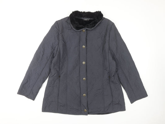 Womens UK Size 14 TIGI Black Quilted Coat
