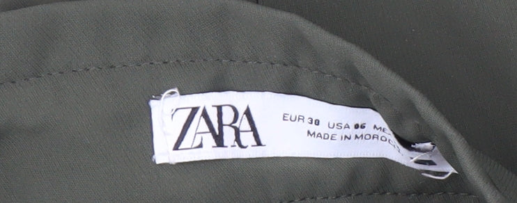 Womens UK Size 10 Zara Regular Fit Cargo Green Trousers