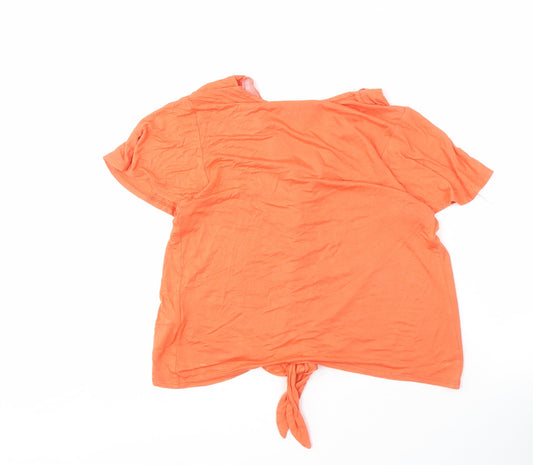 New Look Women's Orange Button-Up Short Sleeve Top