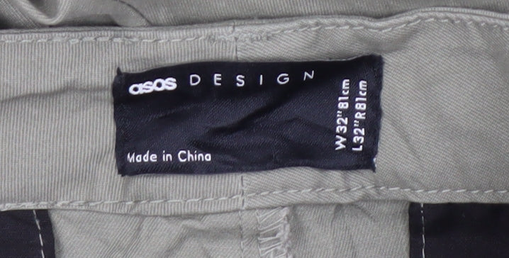 Mens UK Size 32 ASOS DESIGN Regular Fit Chino Green Trousers