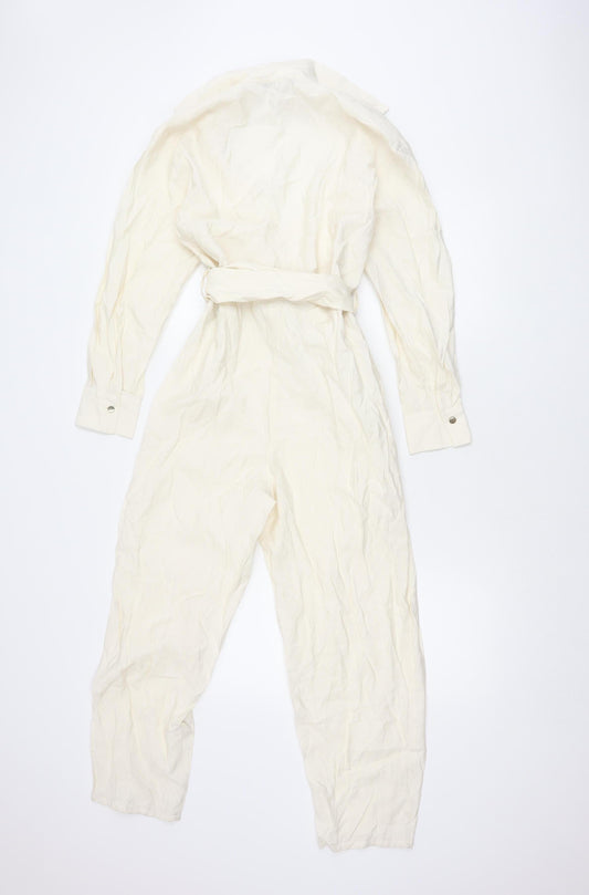 Zara Women's White Collared Jumpsuit XS